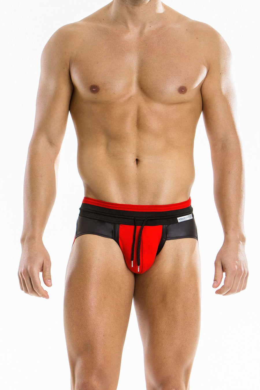 Modus Vivendi Black/Red Leather-Look Blend Brief
