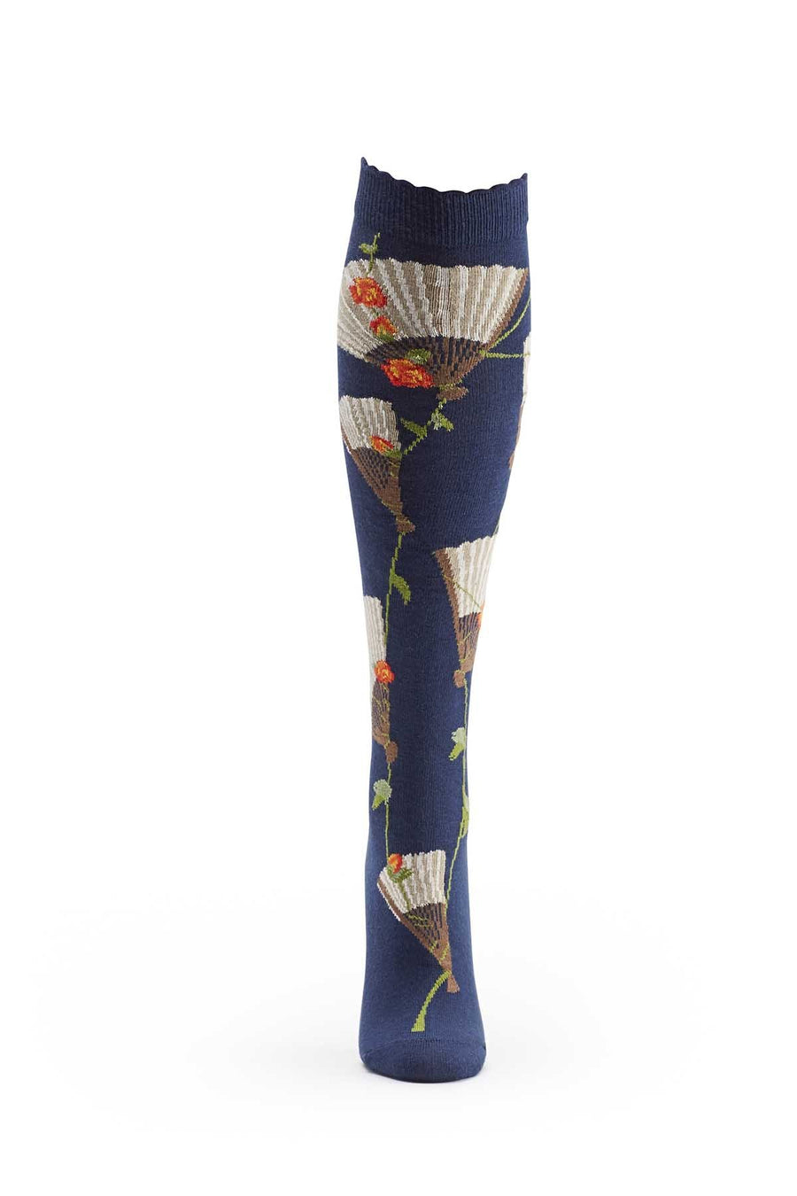 Ozone Navy Eventail Knee High Sock