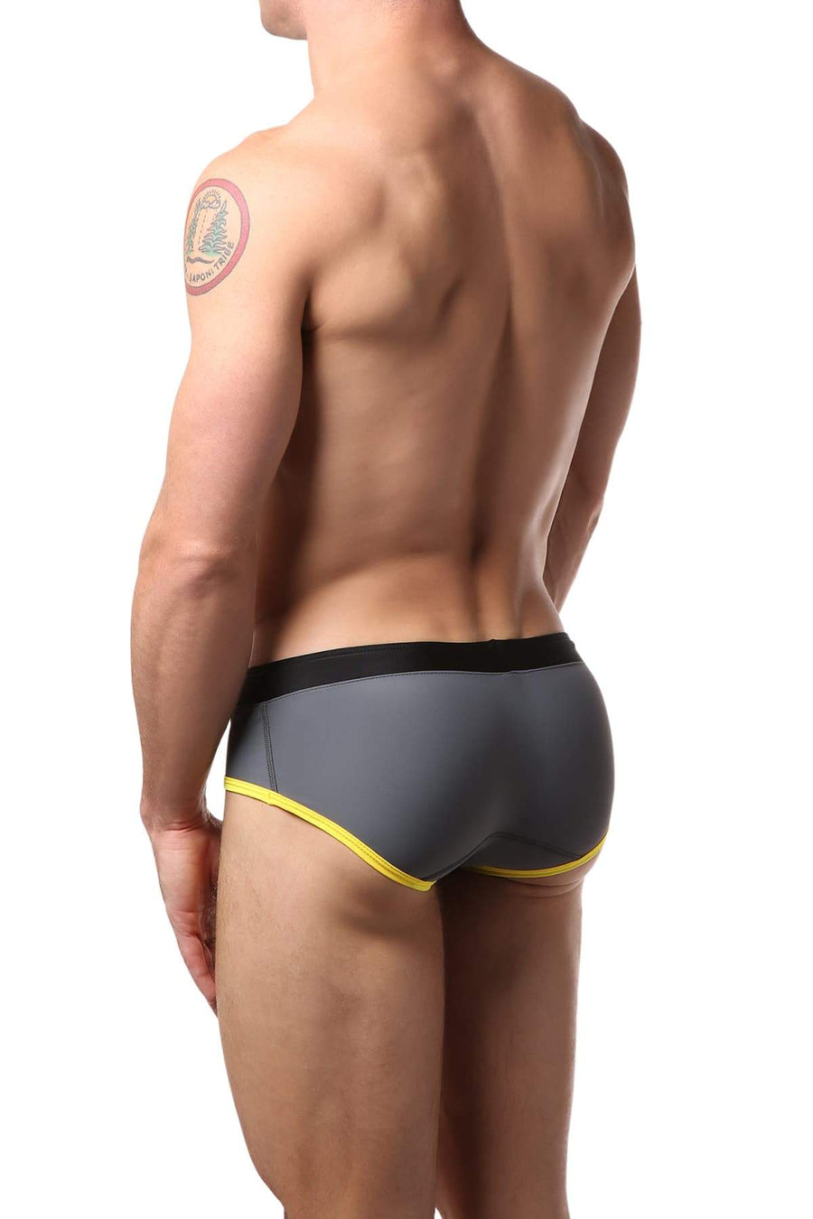 Gigo Grey & Yellow Active Swim Brief