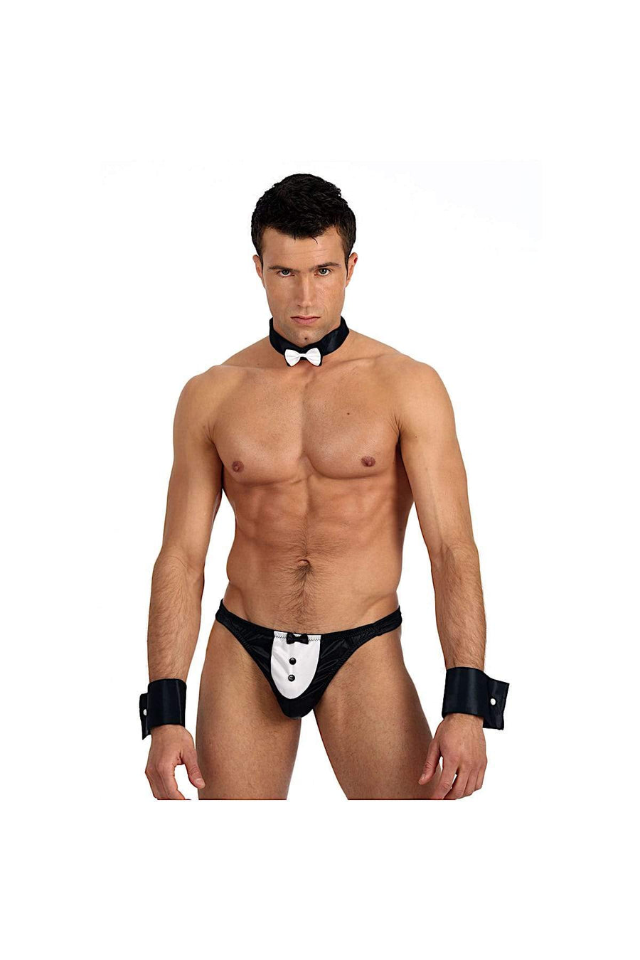 Gregg Homme Black Tuxedo Satin Knit Thong