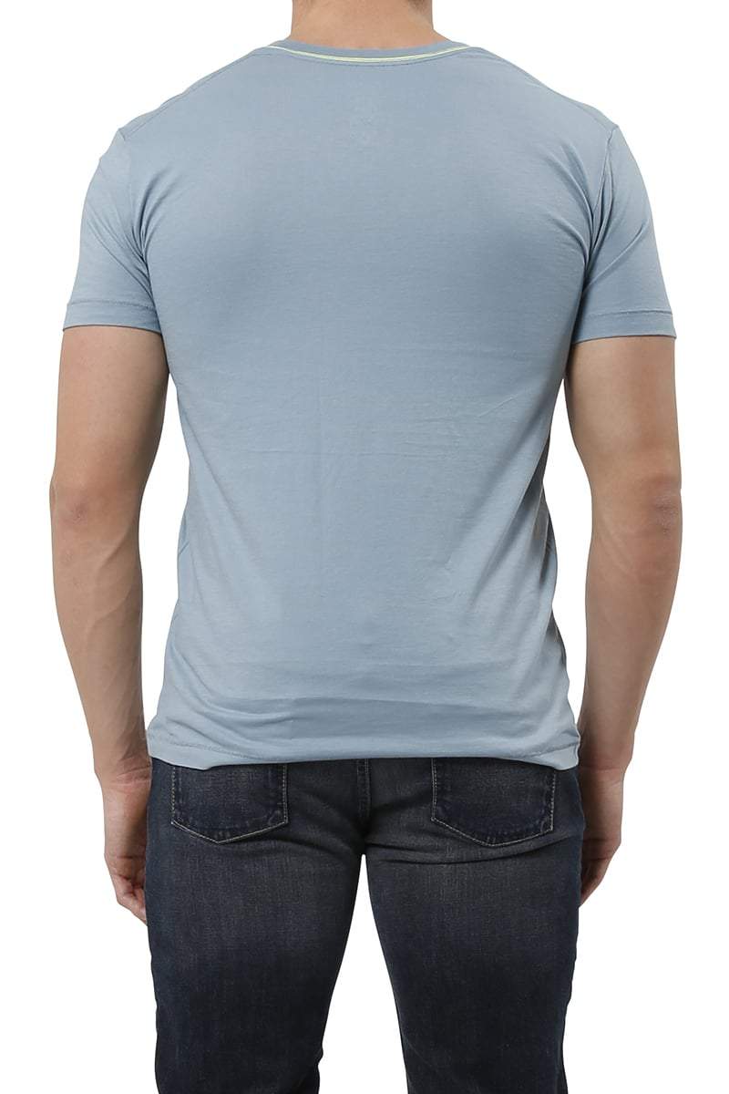 C-IN2 Buff Blue Pop Color V-Neck Shirt
