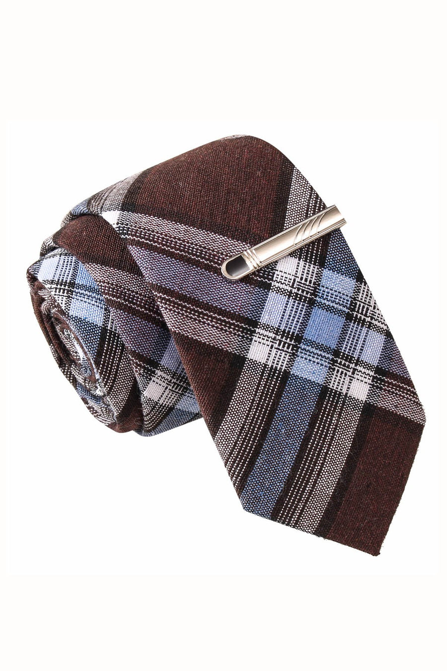 Skinny Tie Madness Brown, Blue & Black Shot-Glass Shot-Put Tie