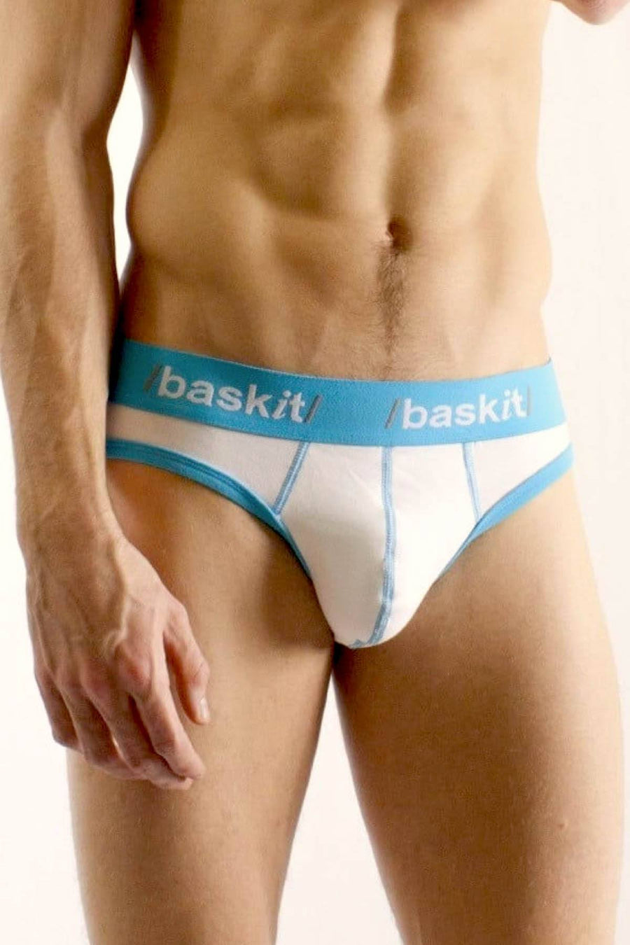 Baskit White/Atol-Blue Contast Jock-Brief
