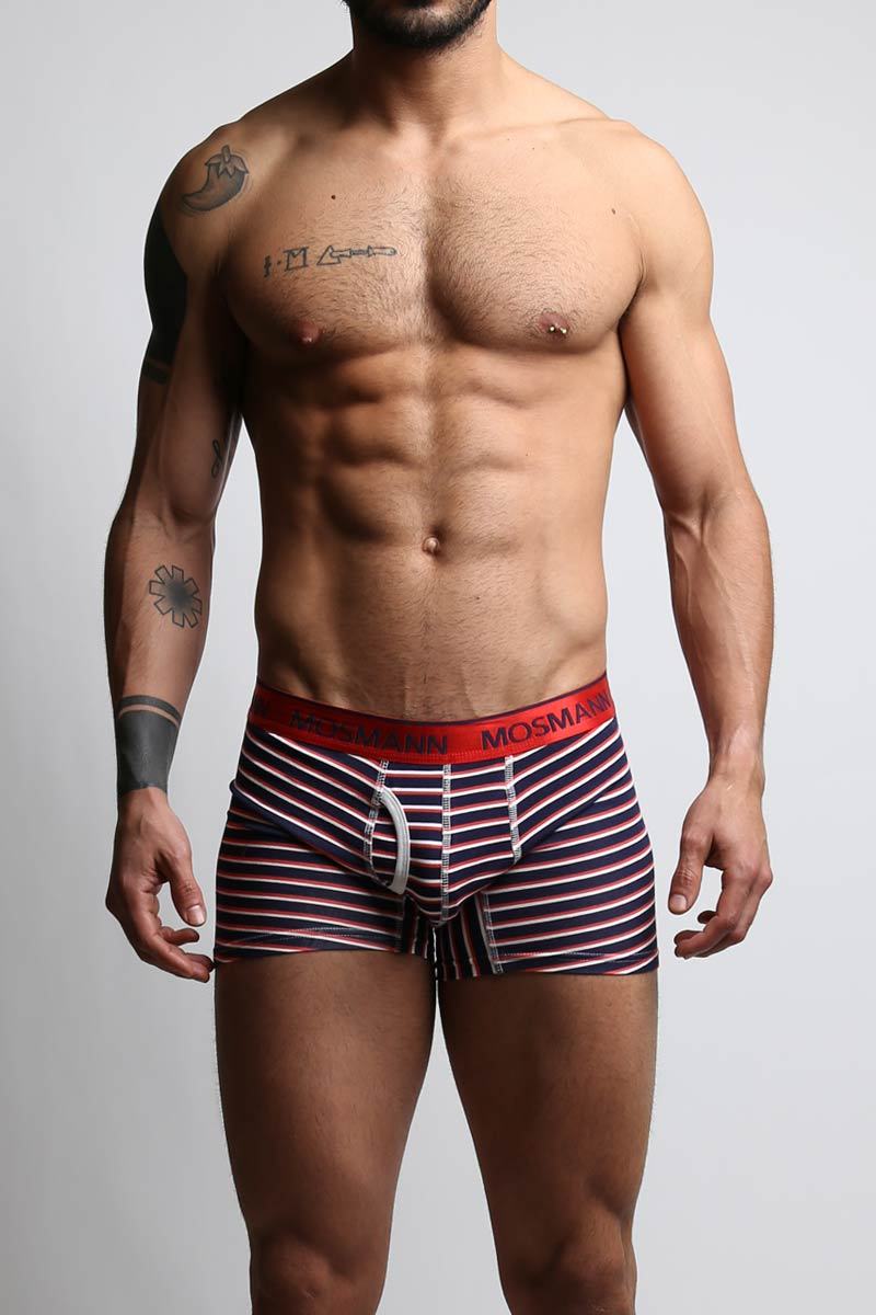 Mosmann Dark Red White & Navy Long Boxer
