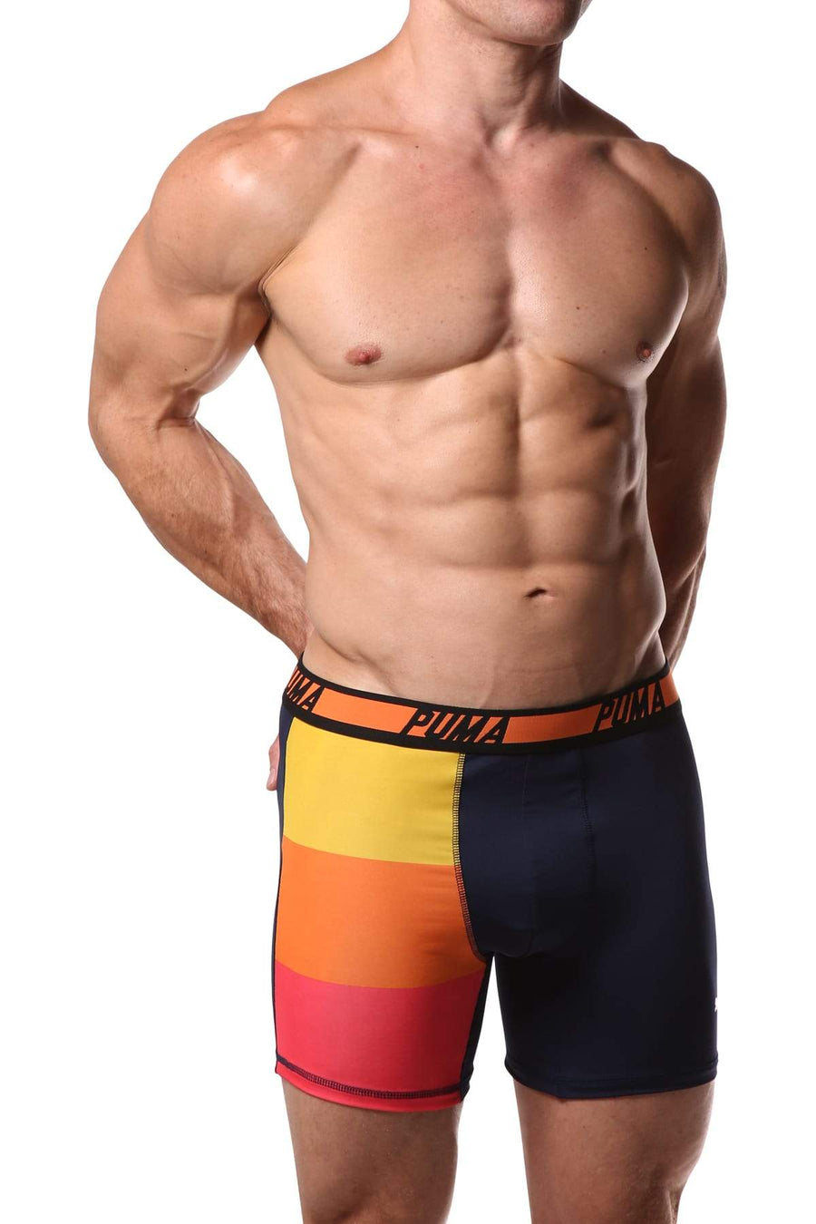PUMA Navy & Orange Multi Side Panel Boxer Brief