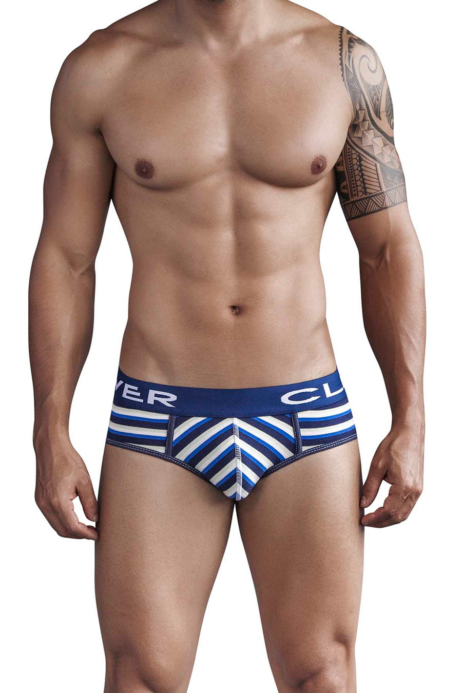 Clever Dark Blue Navajo Code Piping Brief