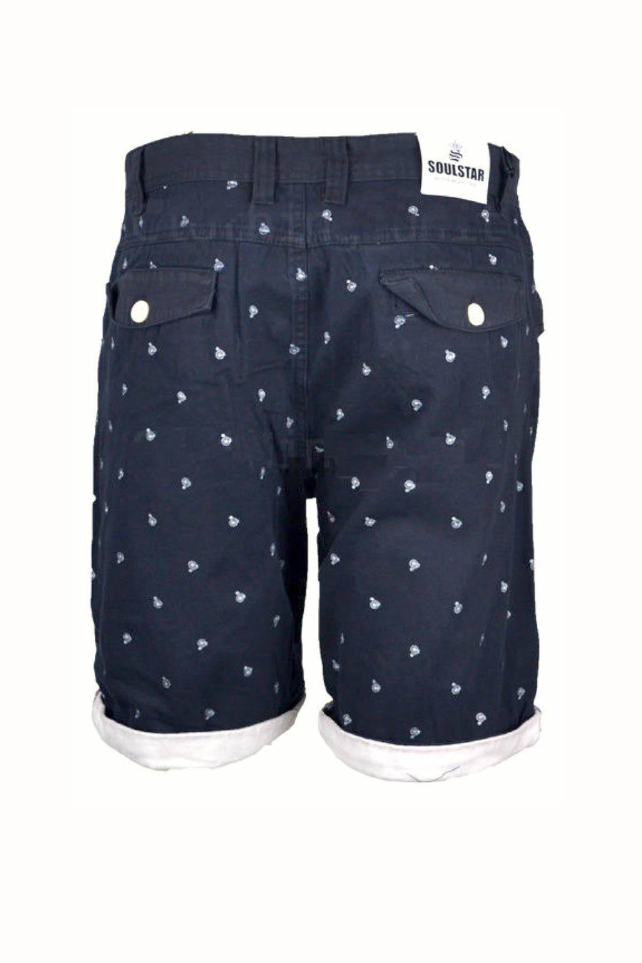 Soul Star Navy Bicycle Print Upfold Short