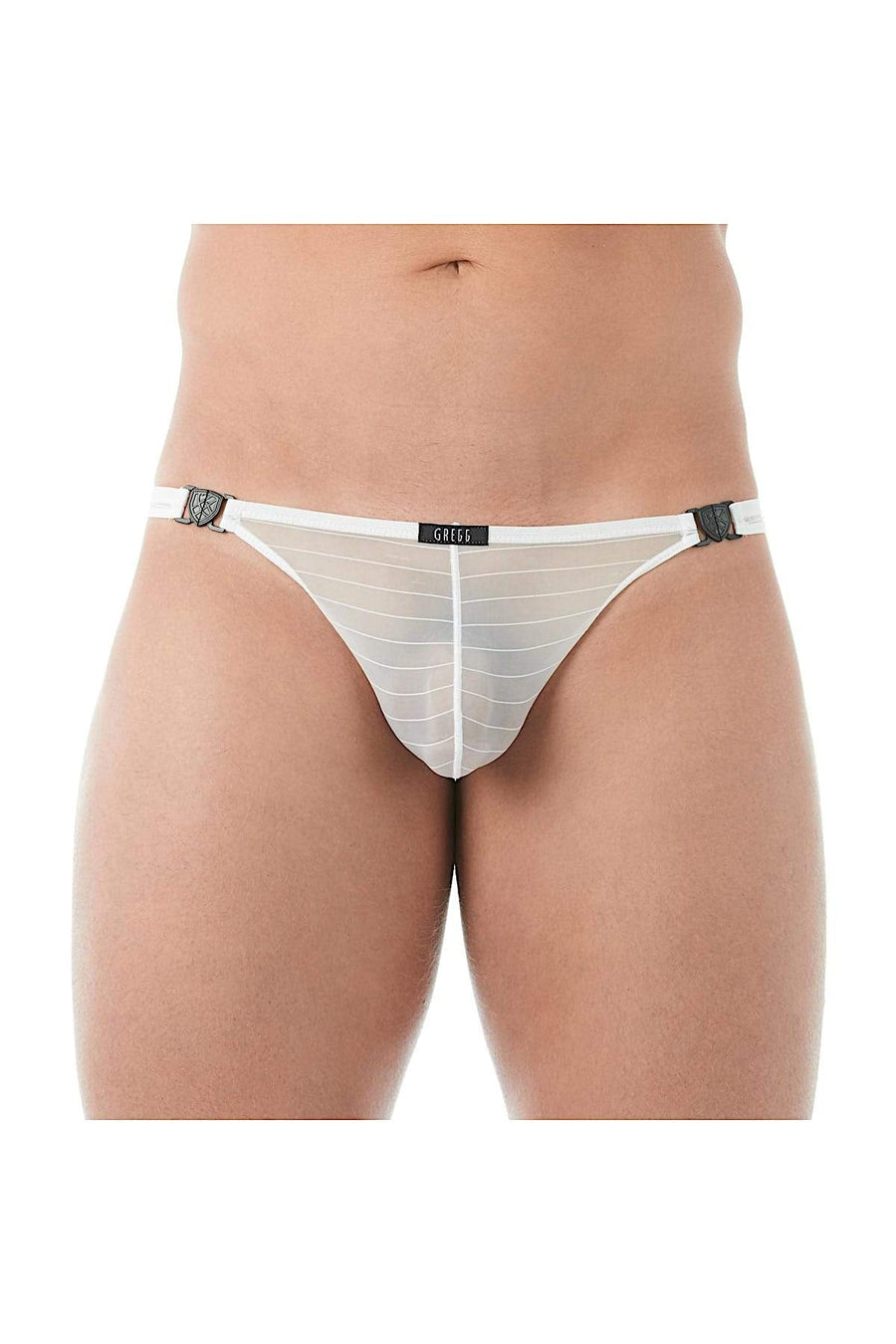 Gregg Homme White Mesh Suspender C-Ring Thong