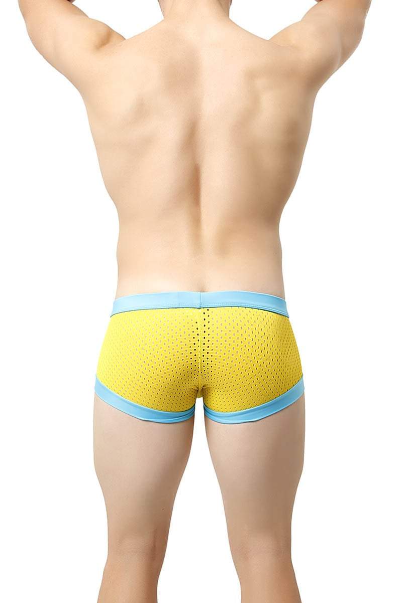 Tulio Yellow Mesh Go-Go Zipper Swim Trunk
