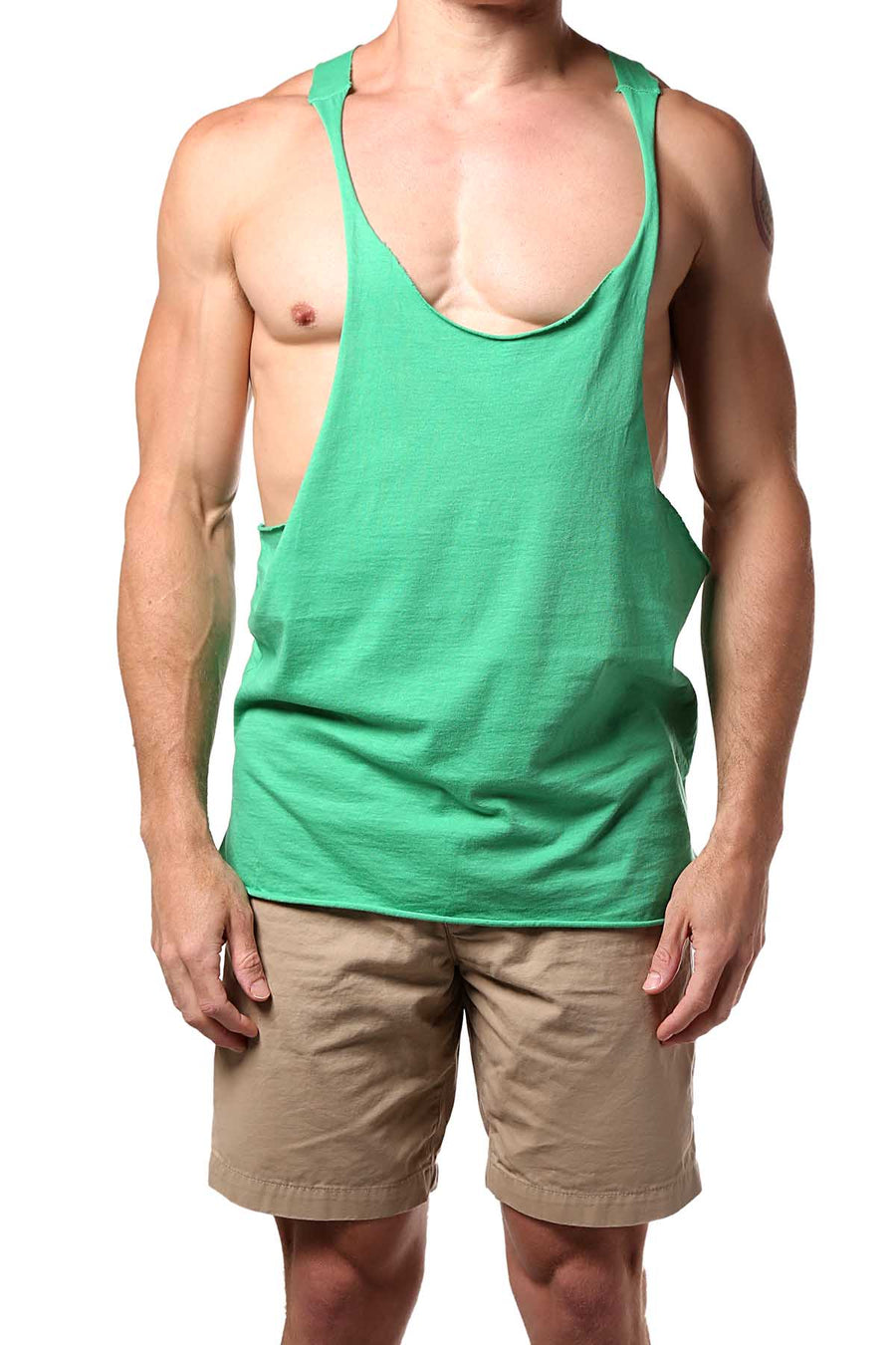 Y.M.L.A. Green Raw Edge String Tank