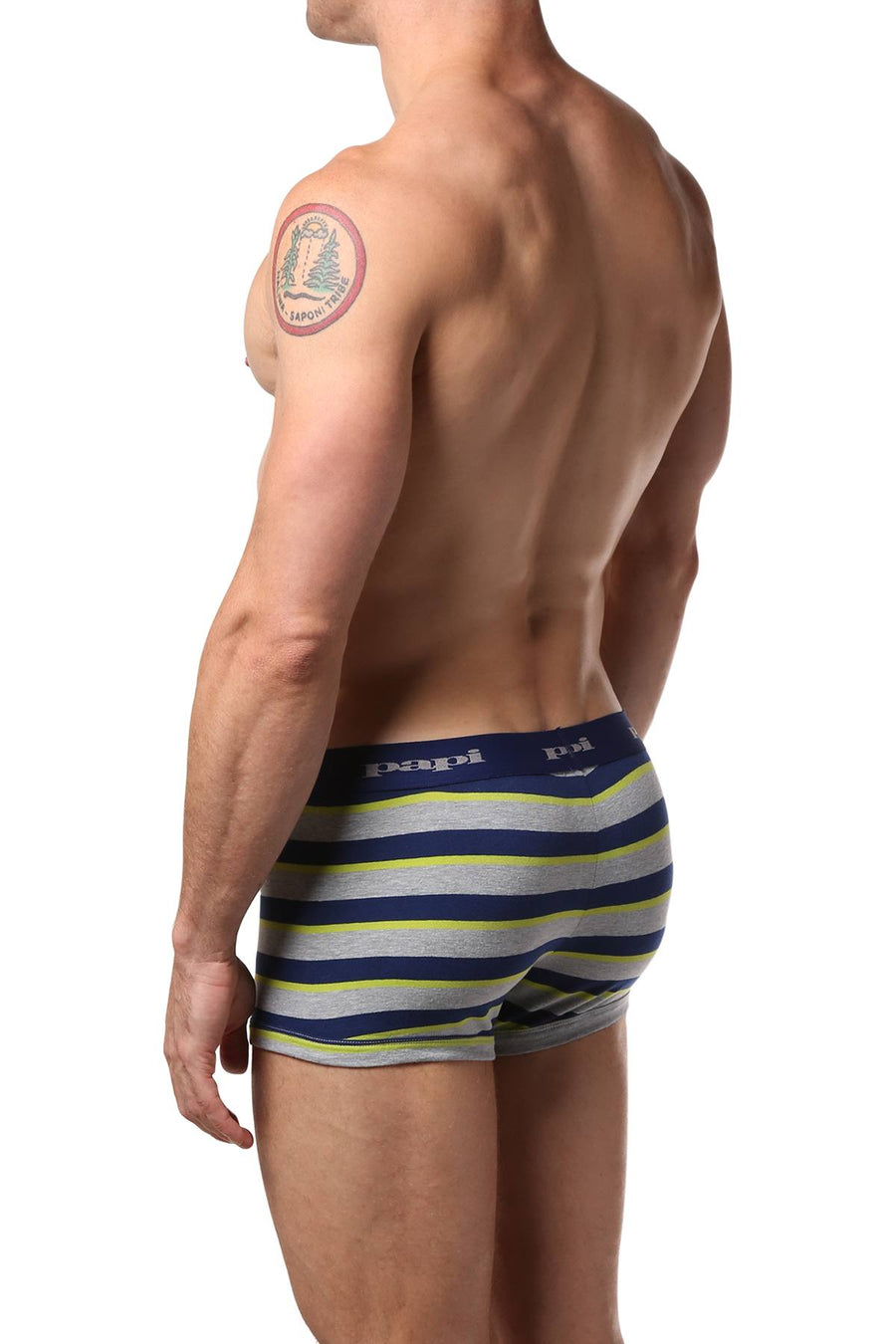 Papi Lime/Blue/Grey-Stripe Brazilian Trunk 3-Pack