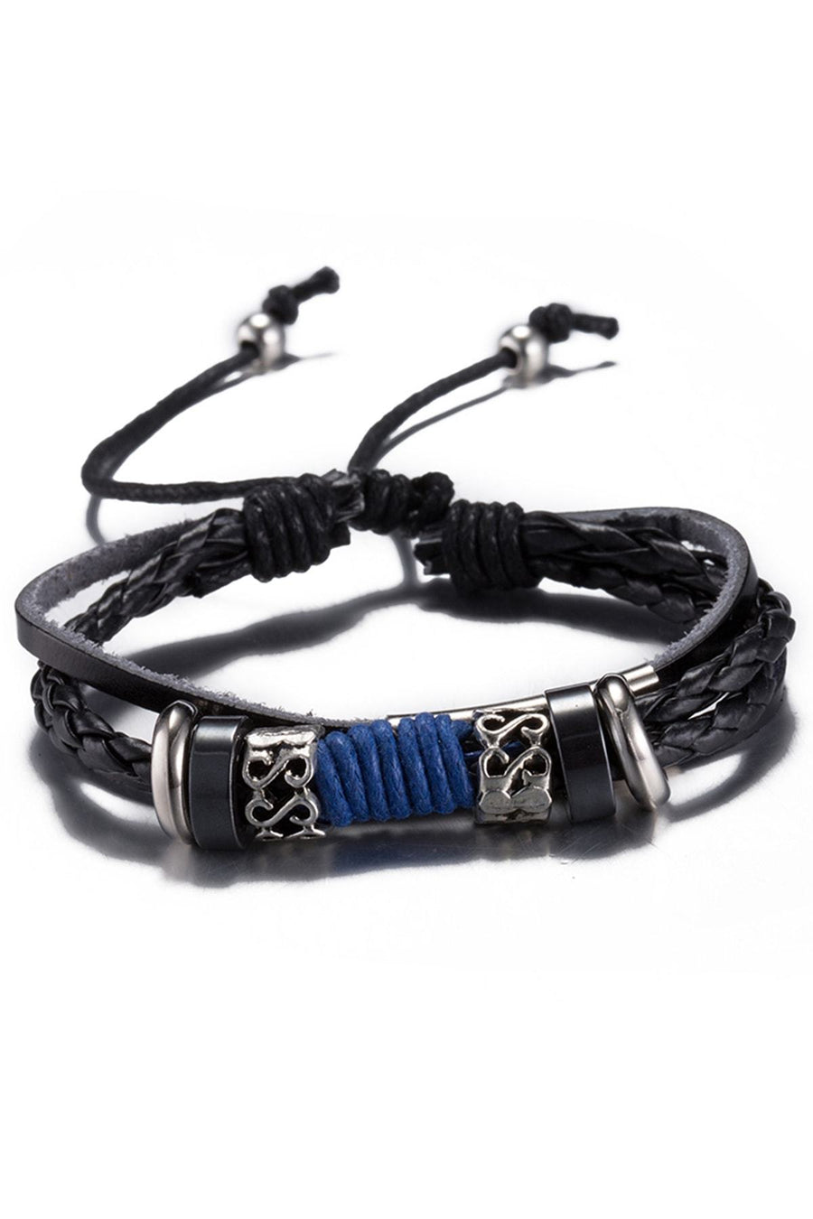 Black Leather Infinity Charm Bracelet