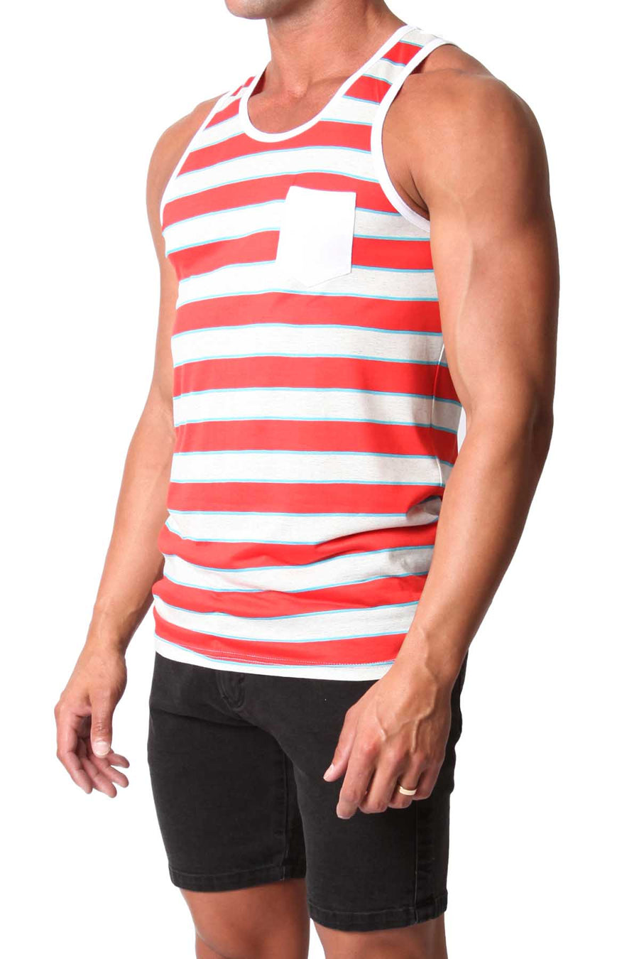 Timoteo Red & White Oceanside Tank