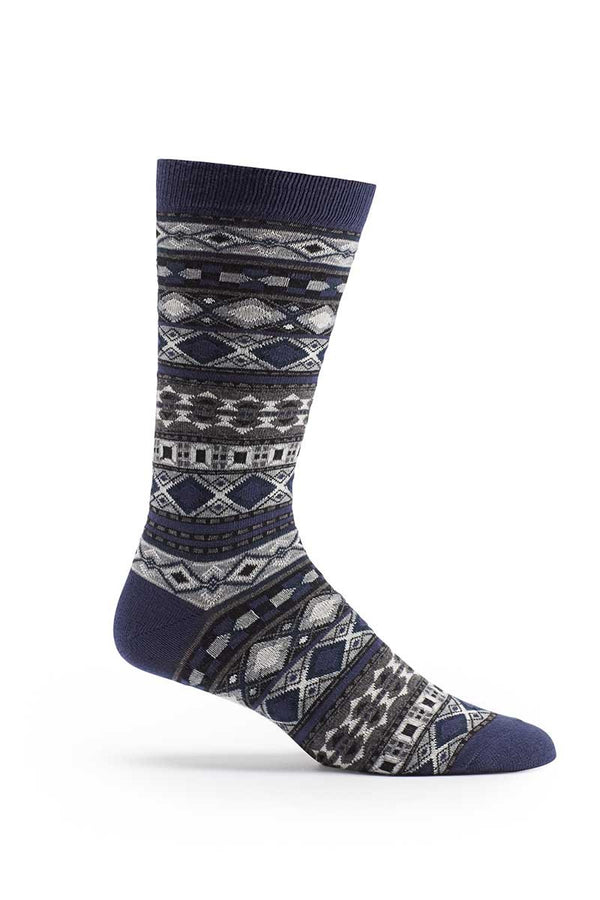 Ozone Navy Men's Fair Isle Crew Sock