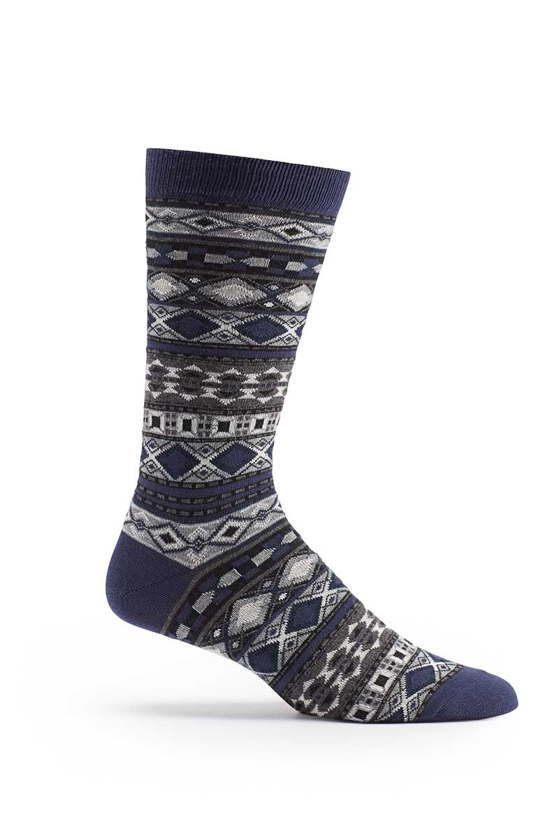 Ozone Navy Men's Fair Isle Crew Sock