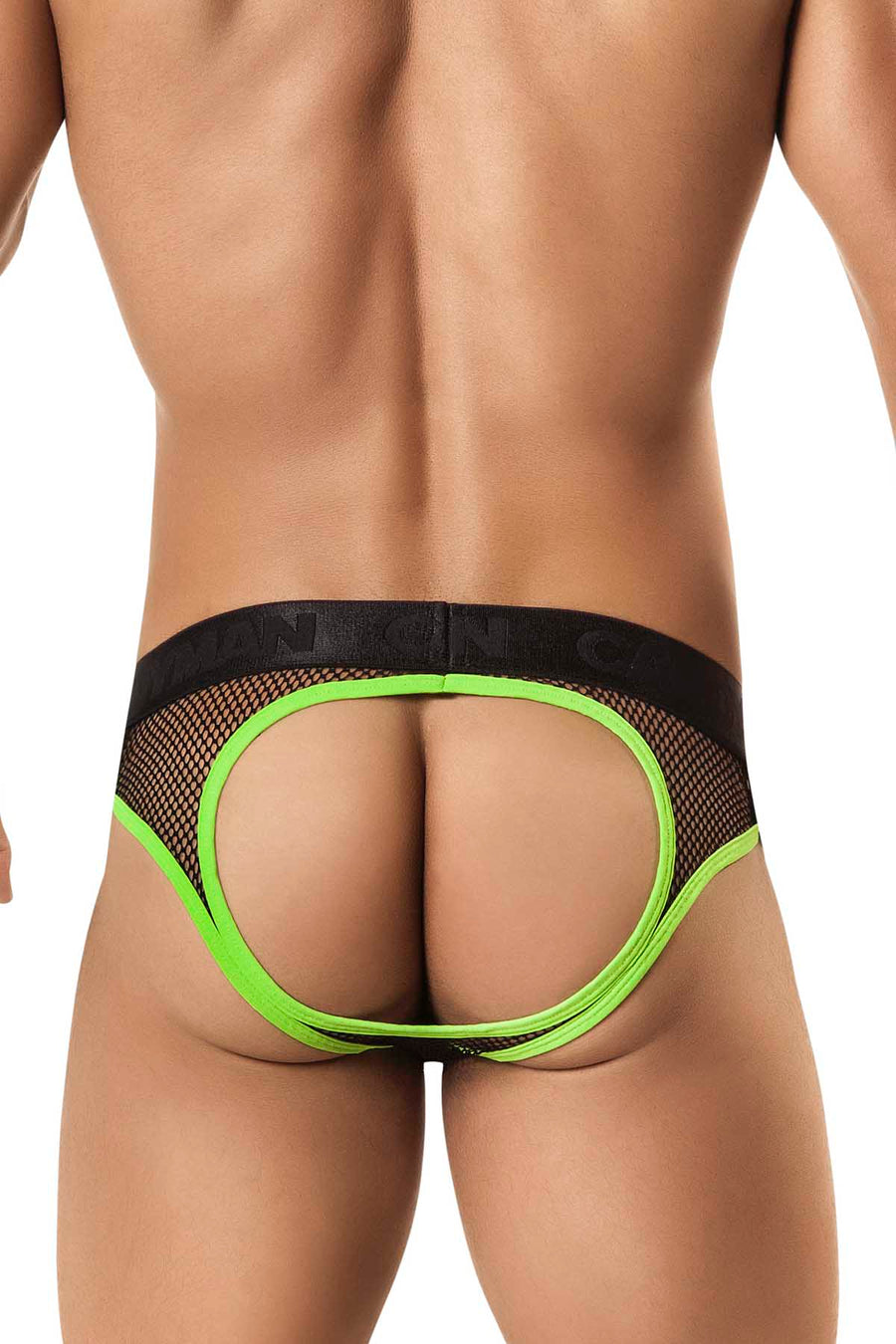 Candyman Neon Green & Black Fishnet Brief