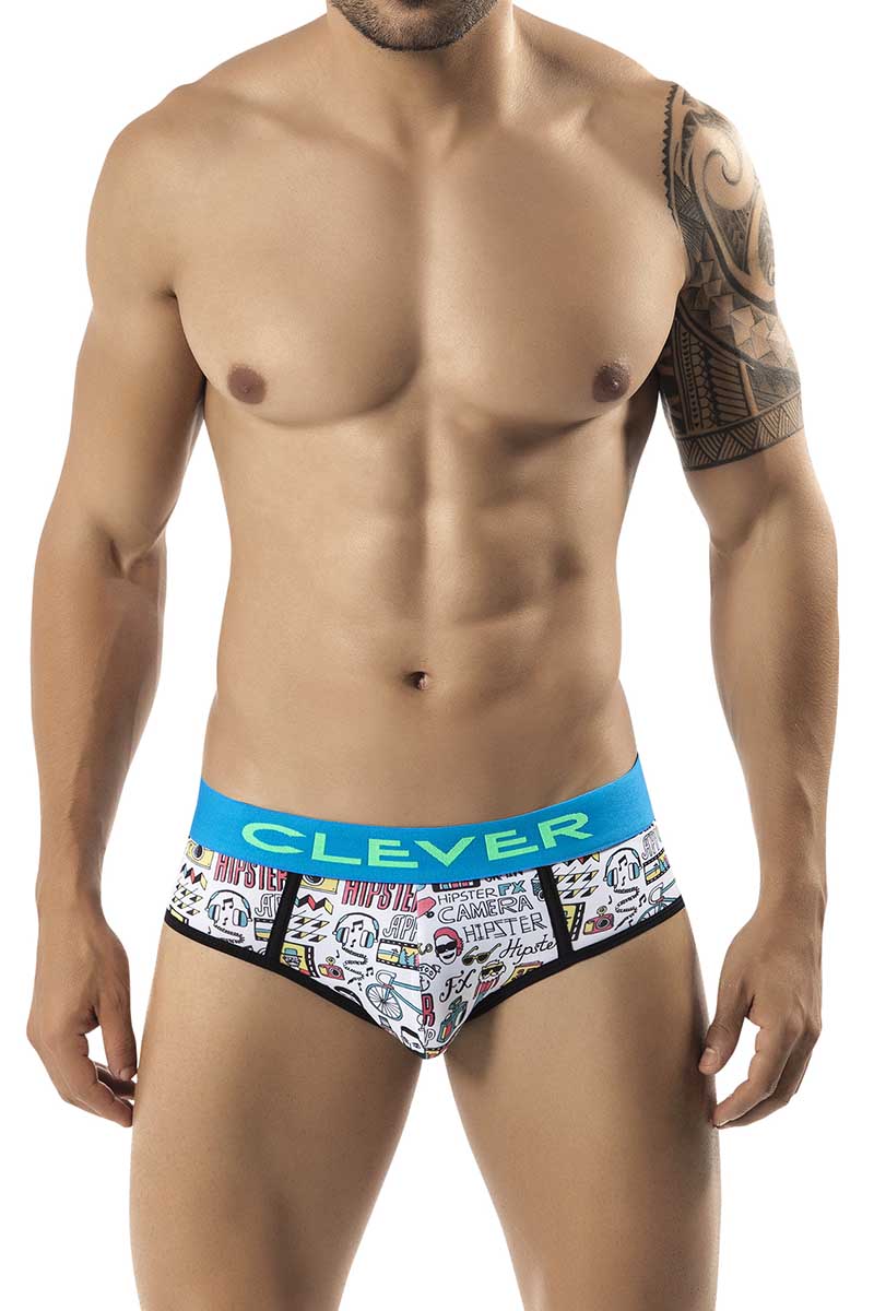 Clever White Hipster Brief
