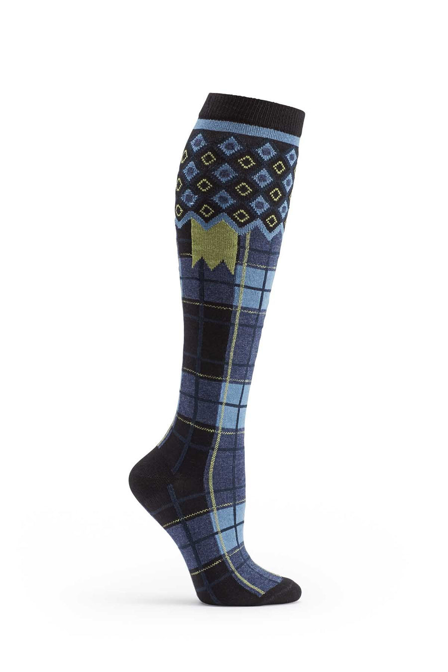Ozone Black Laith Plaid Knee High Sock
