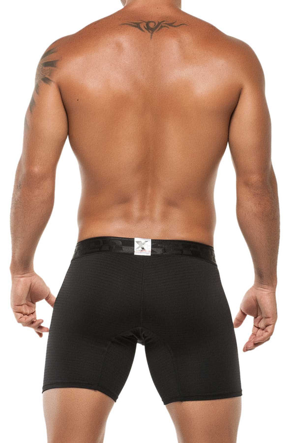 XTREMEN Black Sheer Pin-Stripe Microfiber Boxer Brief