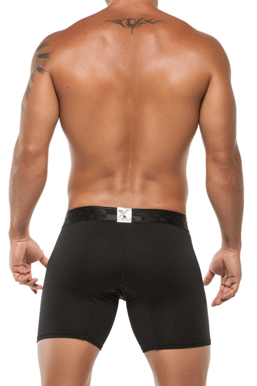 XTREMEN Black Sheer Pin-Stripe Microfiber Boxer Brief