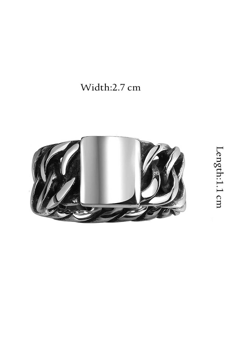 Gomaya Silver Chain & Plate Stainless Steel Ring