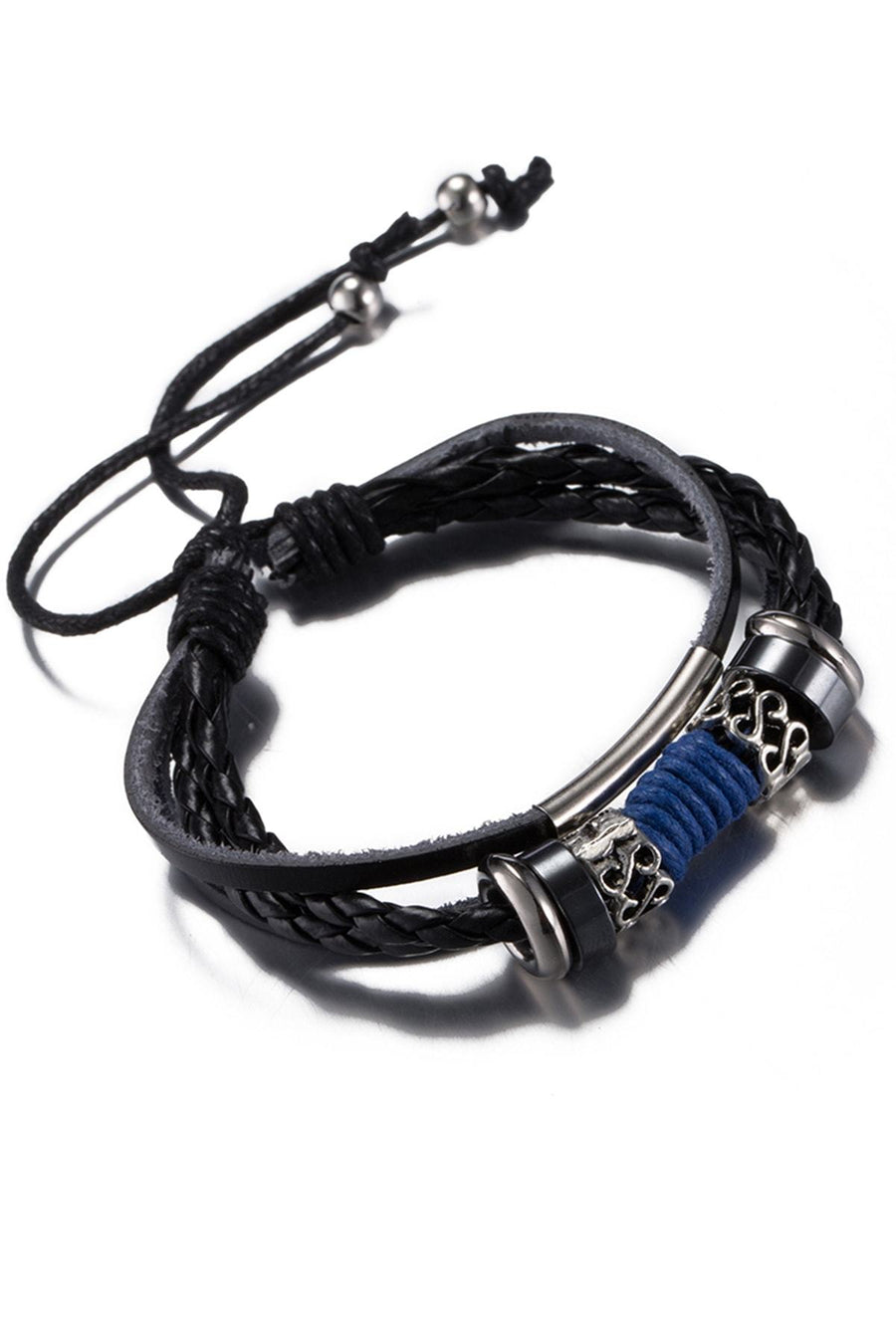 Black Leather Infinity Charm Bracelet