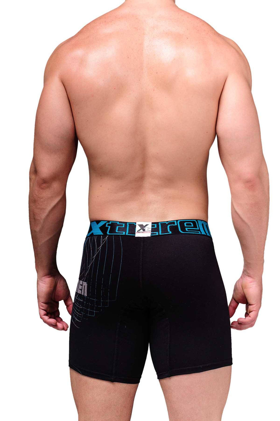 XTREMEN Black/Blue Printed Boxer Brief