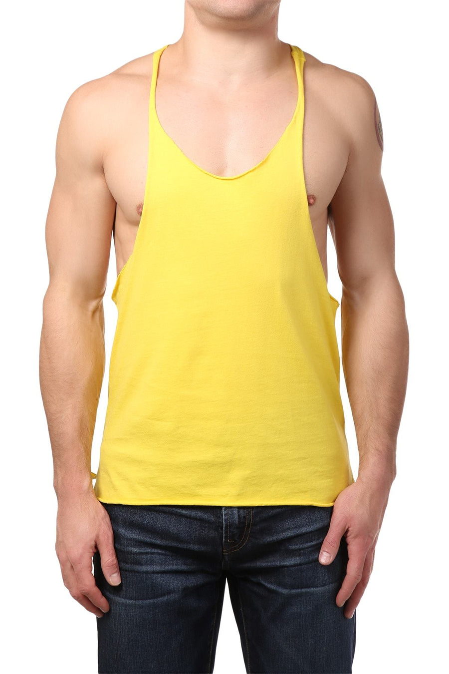Y.M.L.A. Yellow Raw Edge String Tank