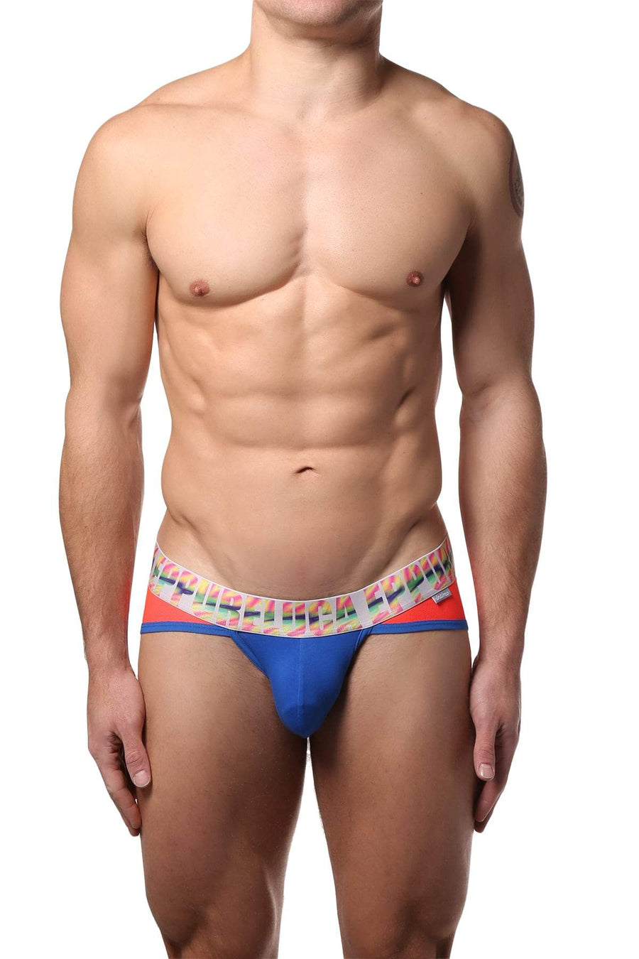 EppureLuca Blue/Orange Alessandro Low-Rise Color-Blocked Brief