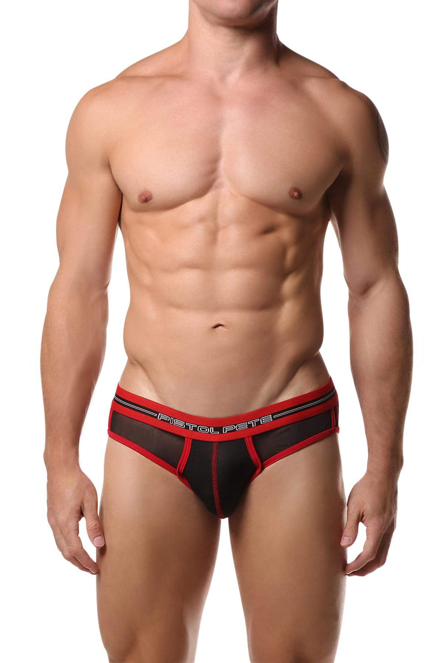 Pistol Pete Black & Red Mesh Brief