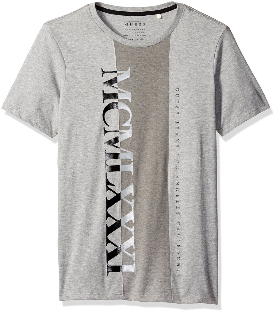 GUESS Duotone Crew Tee Light Heather Grey Multi XL