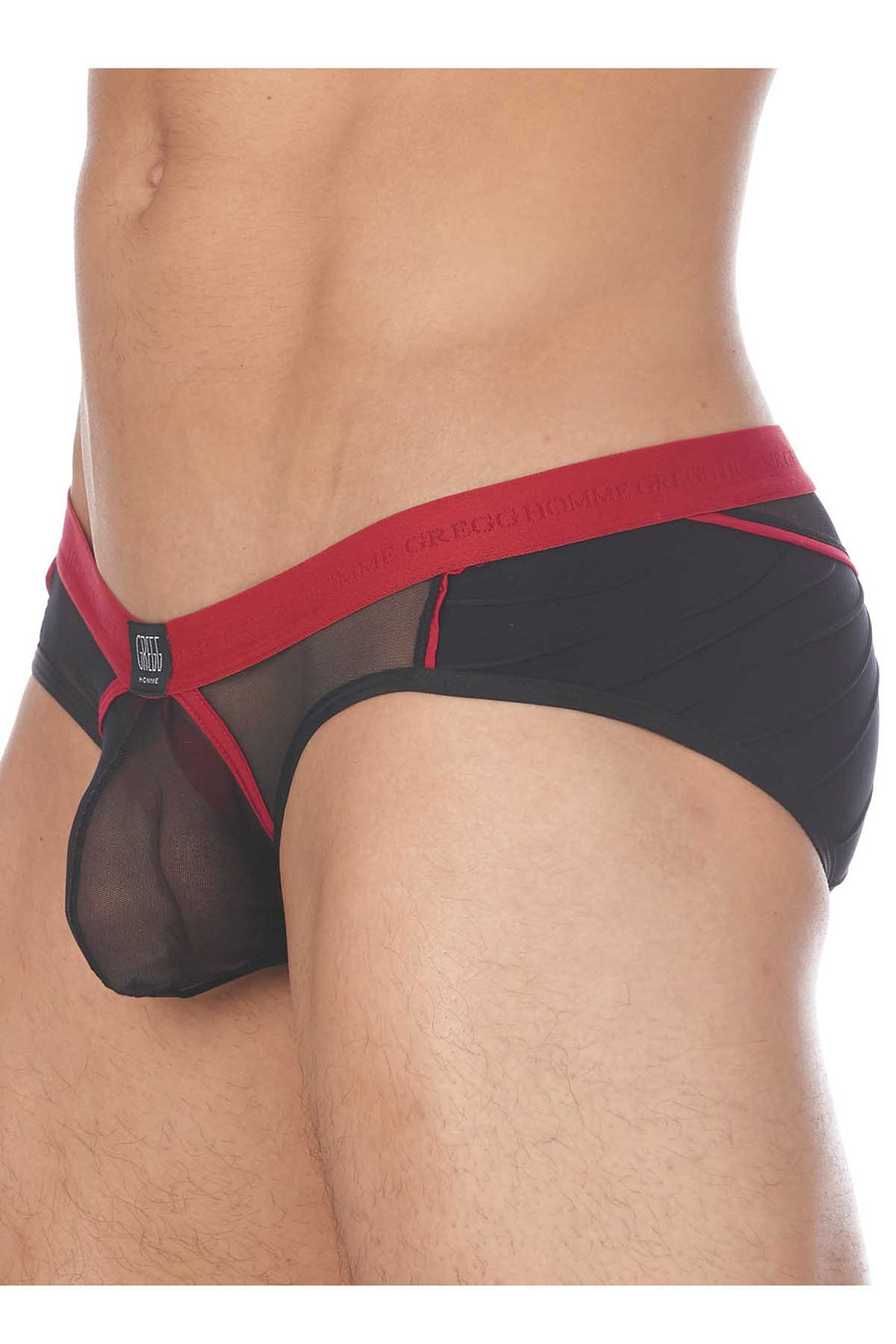 Gregg Homme Black Cheeky Mesh C-Ring Brief