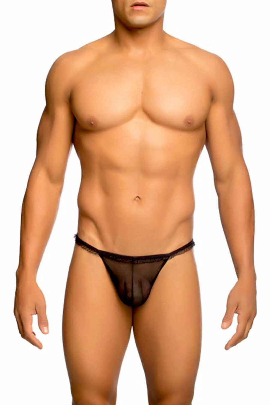 Male Basics Black Ruffled Y-Thong
