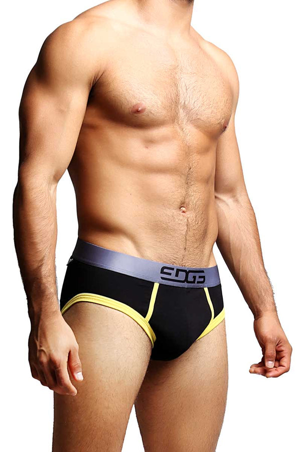 Edge Black & Yellow Fitted Brief