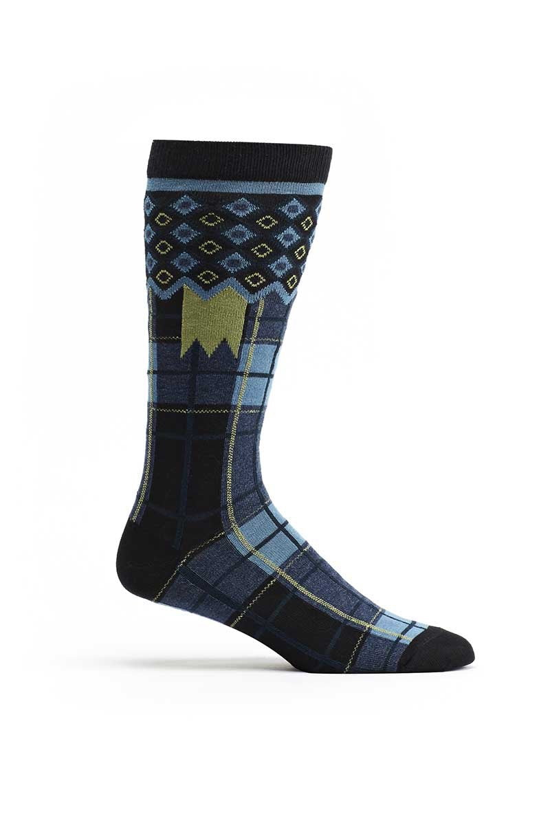 Ozone Black Laith Plaid Calf Sock