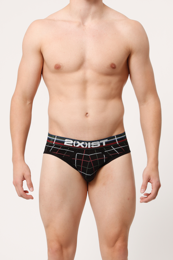 2(X)IST Black plaid Tartan No-Show Brief