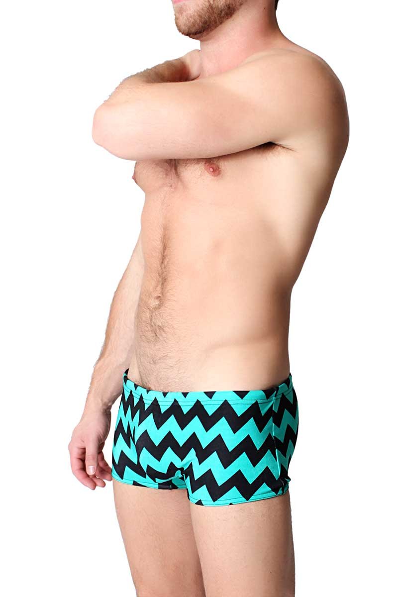 Timoteo Turquoise Zig Zag Swim Trunk
