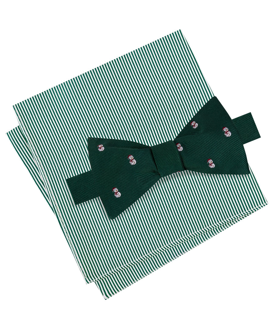 Tommy Hilfiger Snowman And Stripe Self-Tie Bow Tie And Pocket Square Set