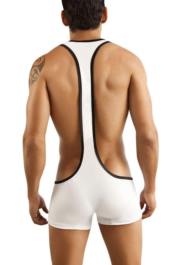Candyman White Two-Tone Suspender Boxer Singlet