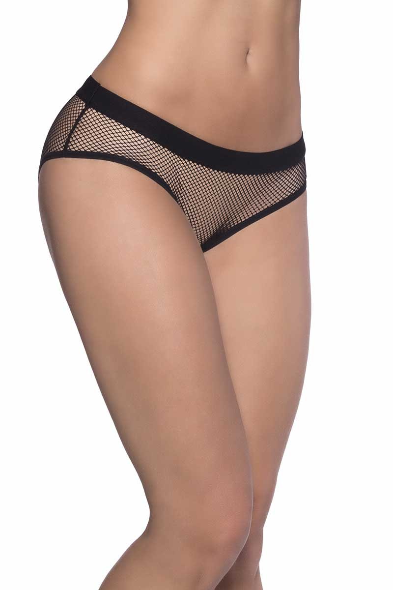 Oh La La Cheri Black Open Back Fishnet Panty