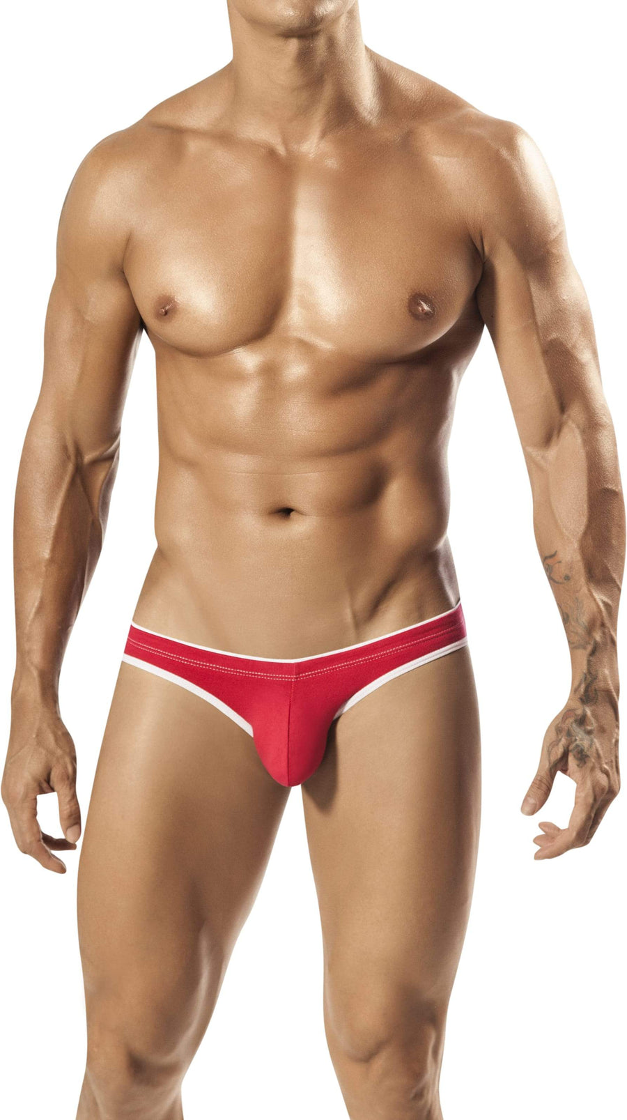PPÜ Red/White-Contrast Bikini Brief