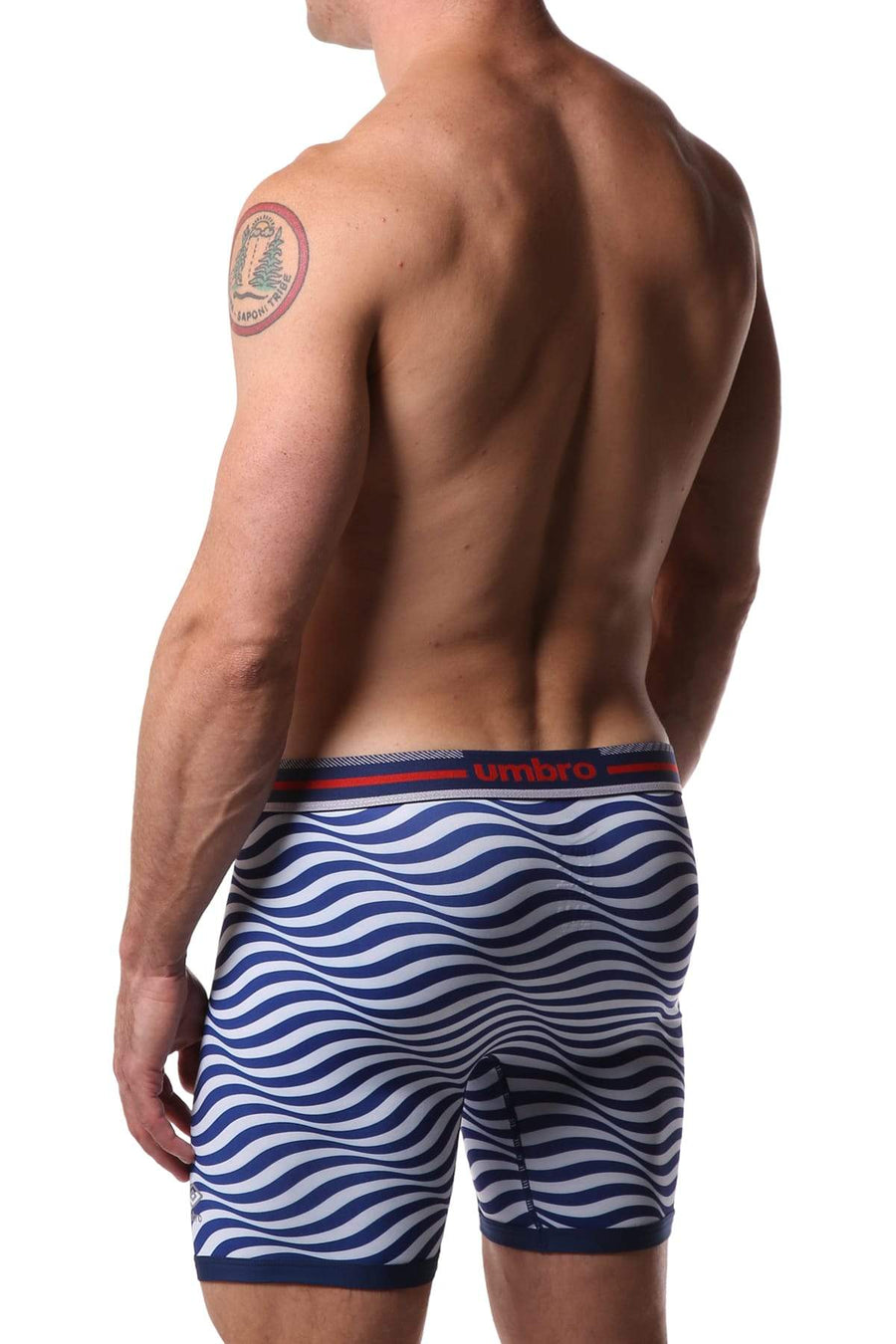 Umbro White/Blue Wavy Stripes Performance Boxer Brief