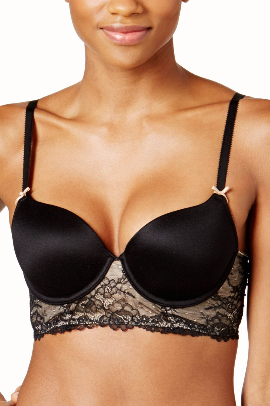 HEIDI By Heidi Klum Black Long-Line French-Lace Bra