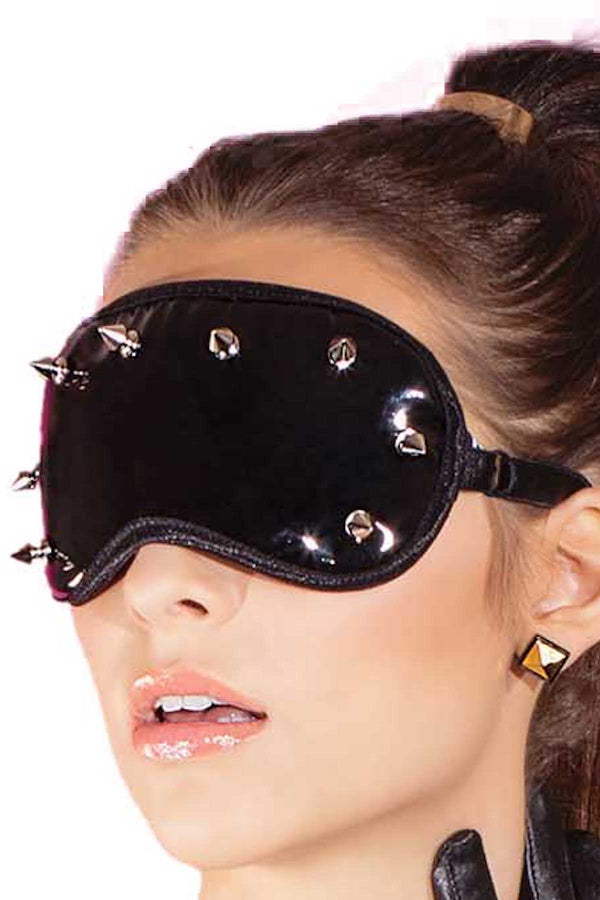 Coquette Black Wet-Look Studded Eye Mask