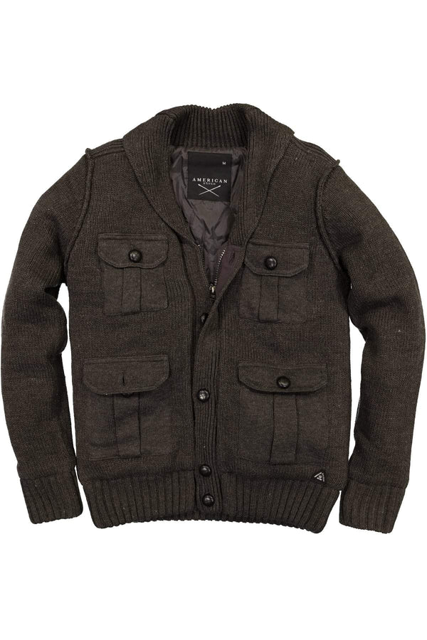 American Stitch Grey Olive Shawl Collar Cardigan
