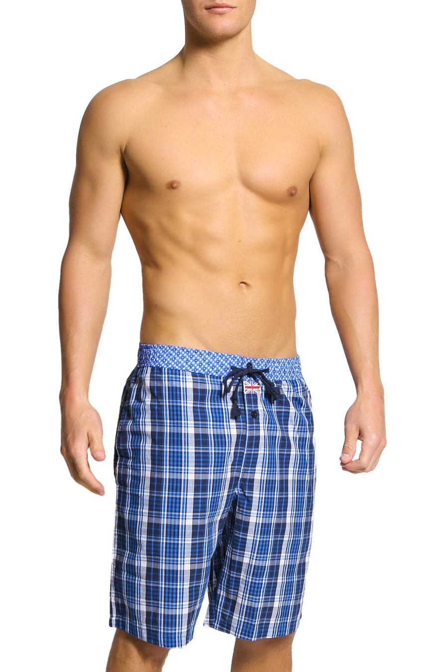 English Laundry Blue Plaid Drawsting Short