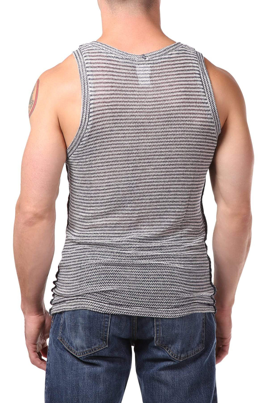Pistol Pete Navy & White Stripe Versus Tank Top