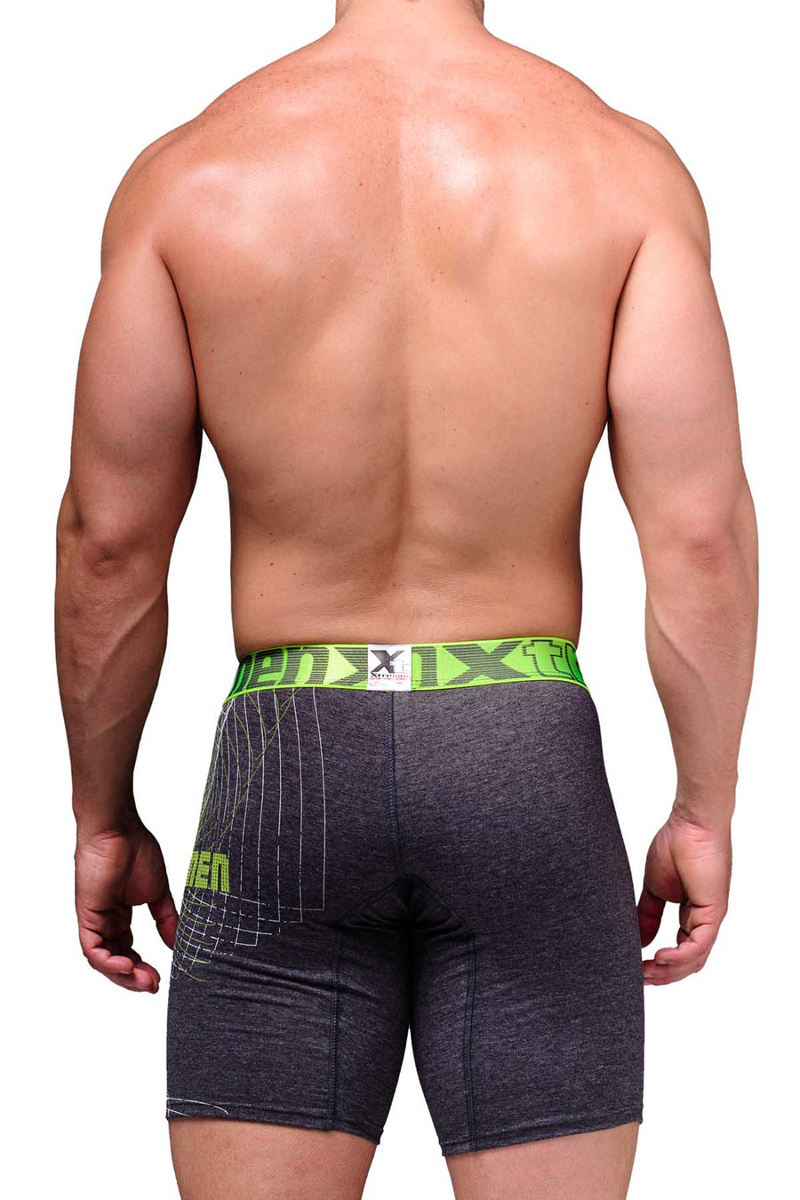 XTREMEN Dark Grey/Neon-Green Printed Boxer Brief