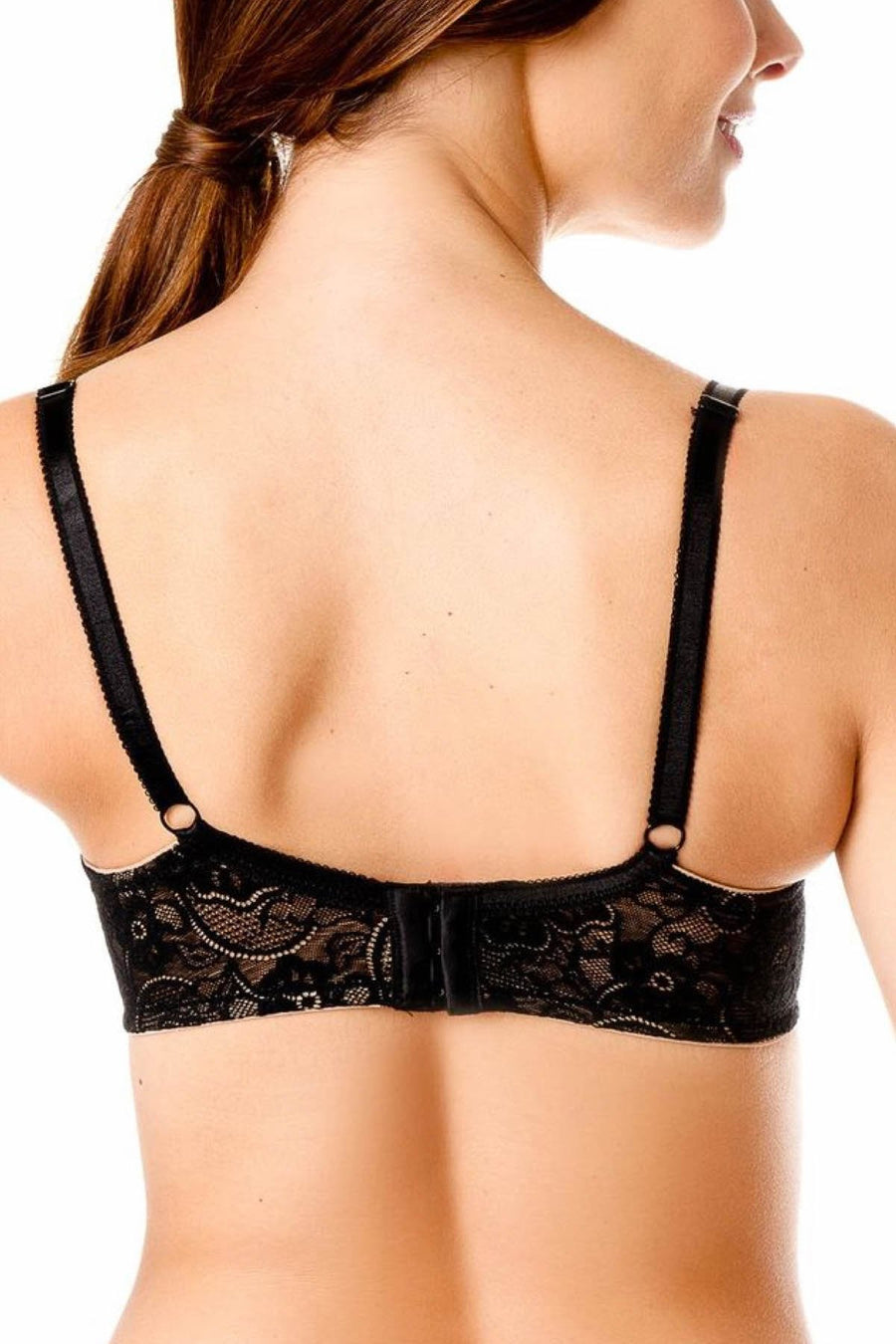 Motherhood Intimates Nude/Black/Lace Lily Full Coverage Nursing Bra