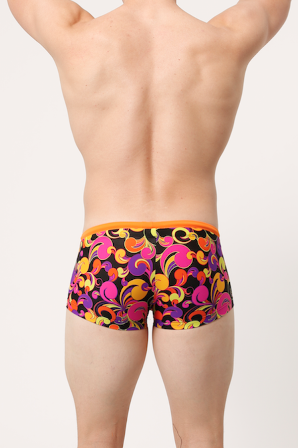 Pistol Pete Orange Mardi-Gras Swim Trunk